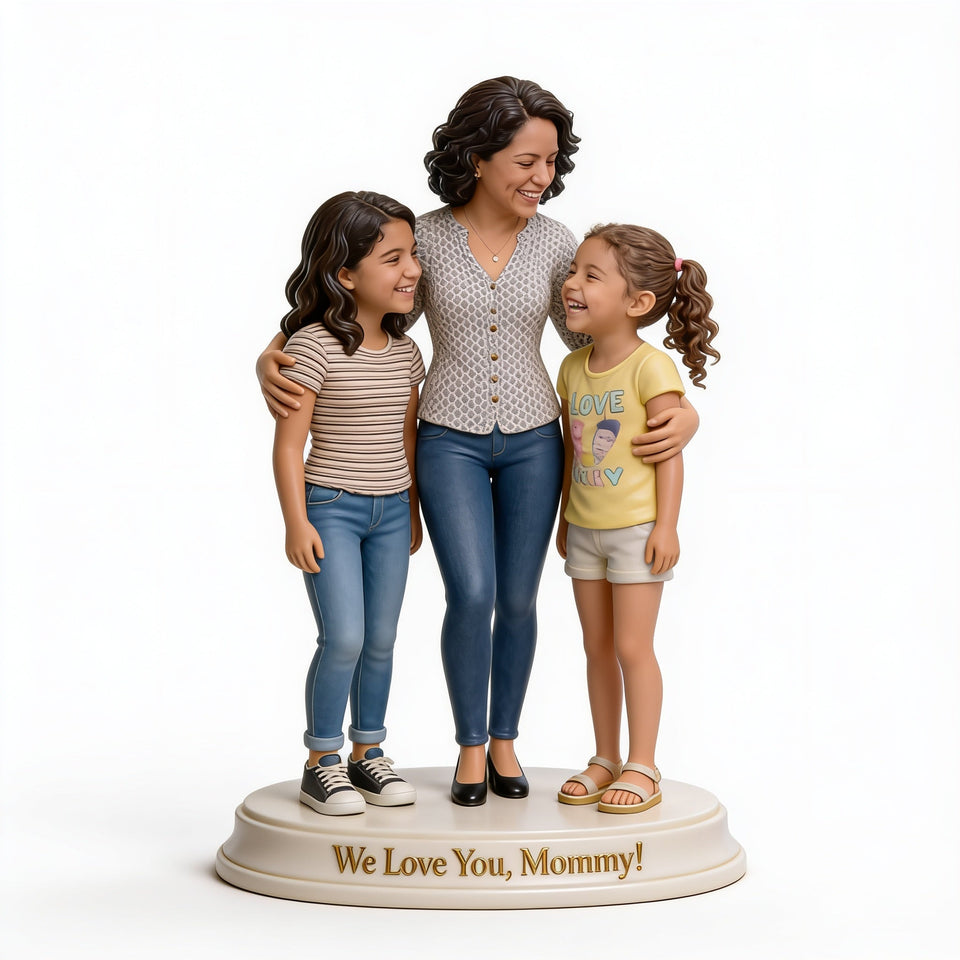 Custom Latin Mother and Daughter Desk Sign Personalized Family Portrait Luxury Home Decor Statue Gift