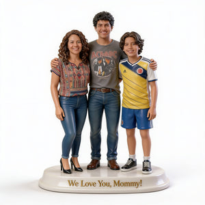 Custom Latin Mother and Son Desk Sign Personalized Family Portrait Luxury Home Decor Statue Gift