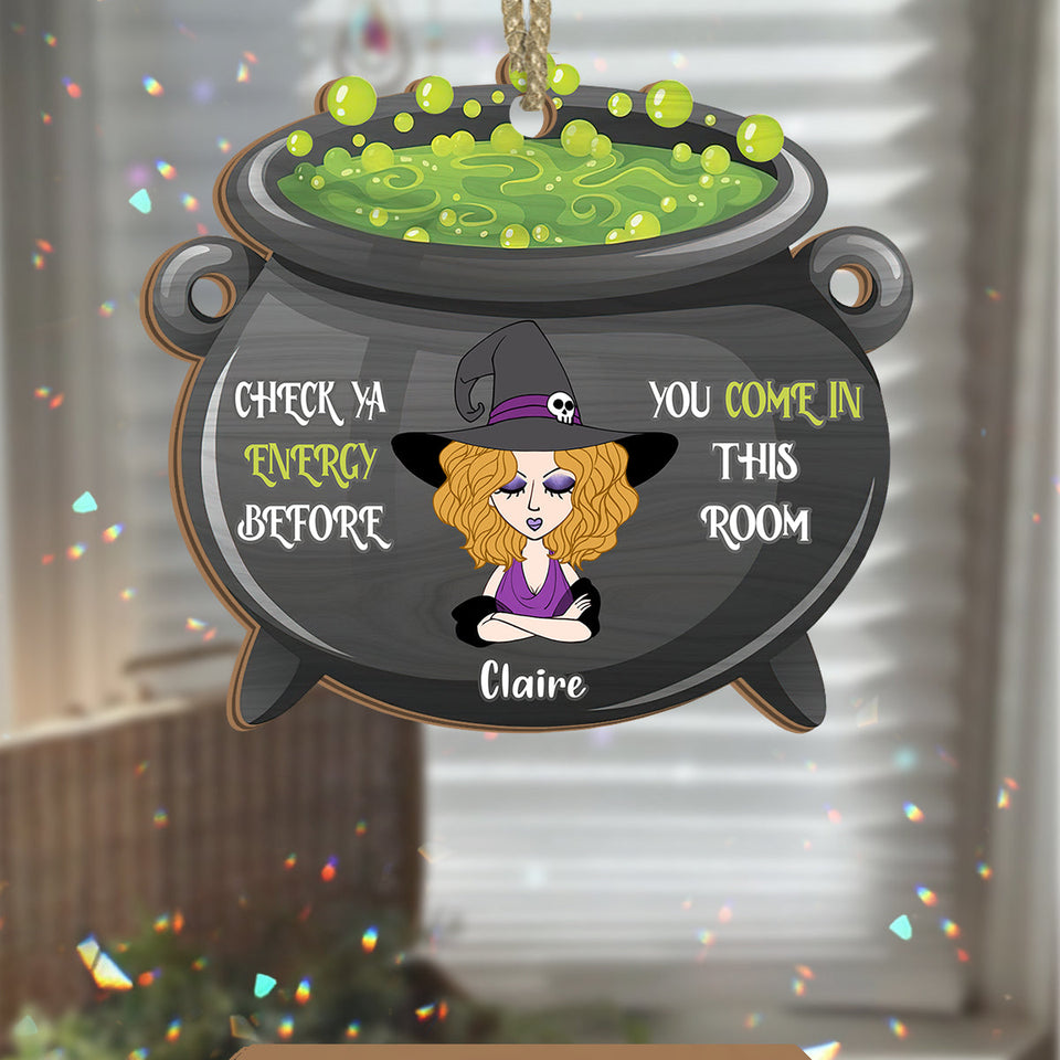 Check Ya Energy - Personalized Witch Suncatcher