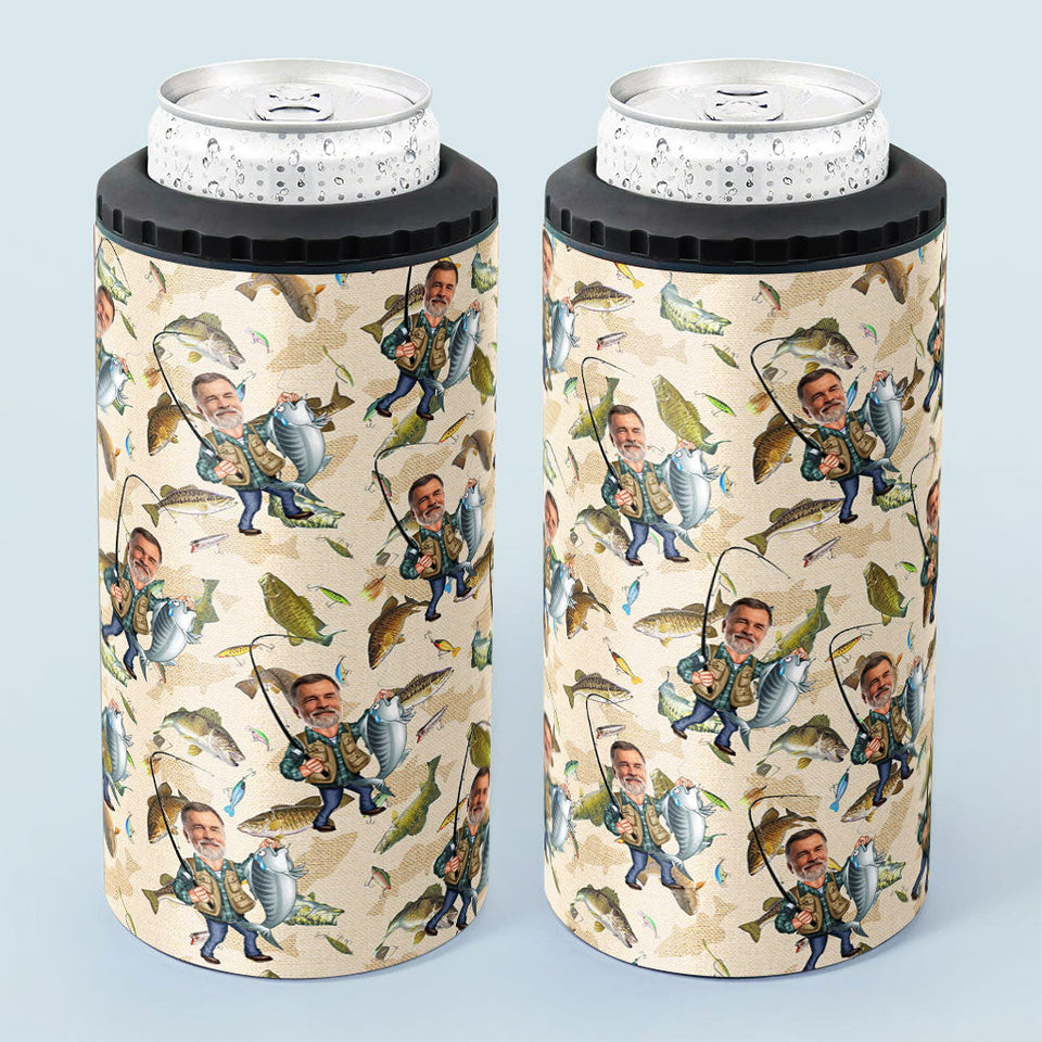 Photo Inserted Funny Fishing - Personalized Fishing Can Cooler