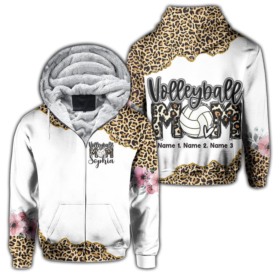 Volleyball Mom Leopard - Personalized Volleyball All Over Shirt