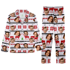 Custom Photo Pajamas Christmas - Family gift for anyone, dog lover, cat lover - Personalized Button Down Pajamas