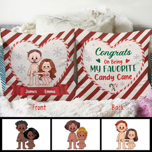 Congrats On Being My Favorite Candy Cane - gift for husband, wife, boyfriend, girlfriend - Personalized Throw Pillow
