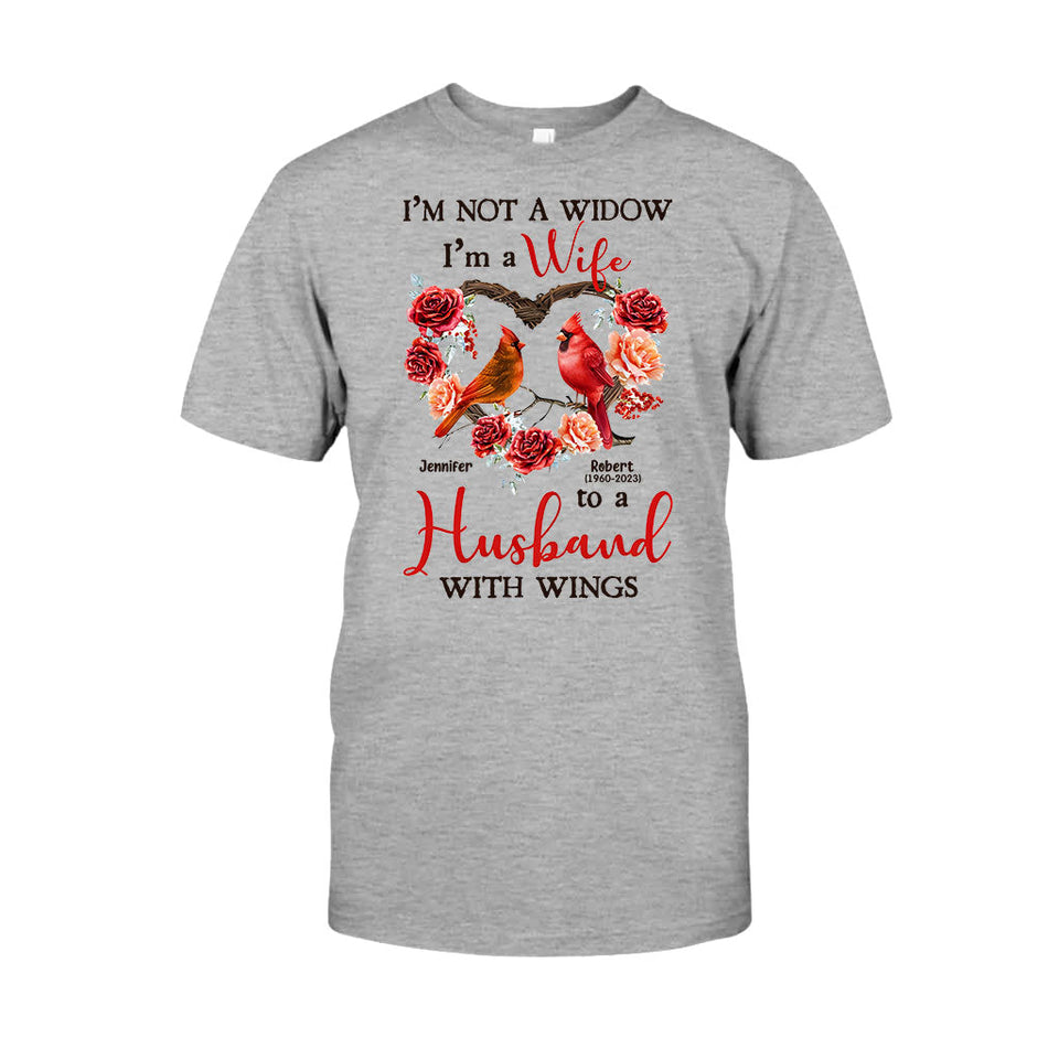 I'm A Wife To A Husband With Wings - Personalized Memorial T-shirt & Hoodie
