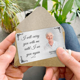 Je te porterai toujours avec moi - Cadeau commémoratif en cas de décès - Carte personnalisée à insérer dans un portefeuille