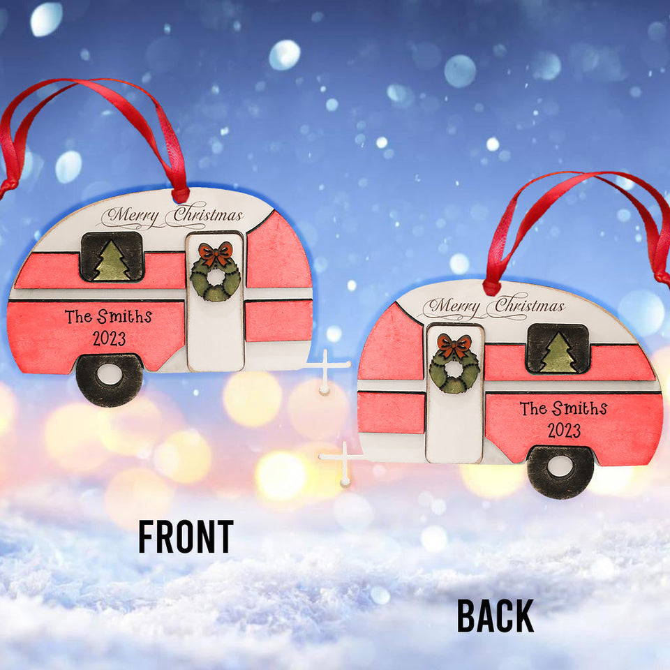 Happy Camper Merry Christmas - Personalized Camping Ornament