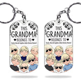 This Father Belongs To - Gift for dad, grandpa, mom, uncle, aunt, grandma - Personalized Stainless Steel Keychain