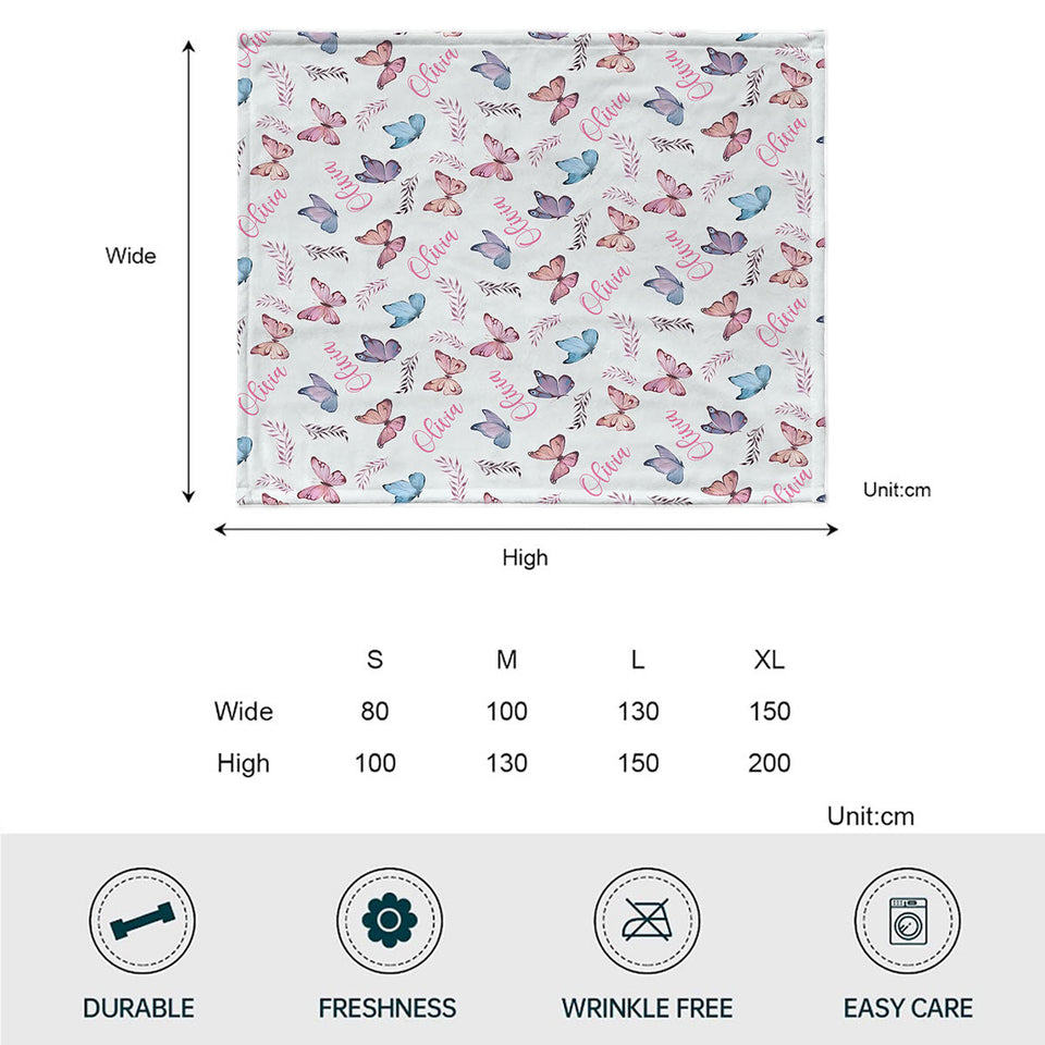 Butterfly Custom Name - Personalized granddaughter Blanket