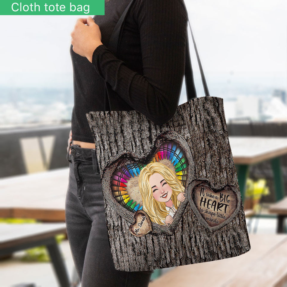 It Takes A Big Heart - Personalized Teacher Tote Bag
