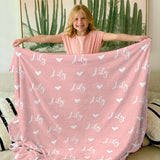 Custom Name Heart Pattern - Personalized granddaughter Blanket