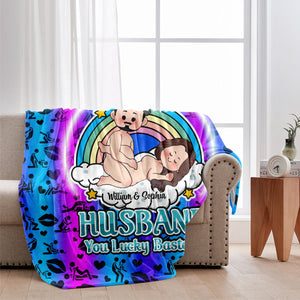 Congrats On Being My Husband - Personalized Husband And Wife Blanket