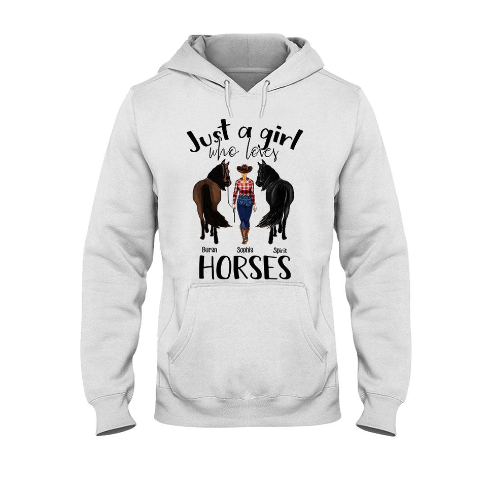 Just A Girl Who Loves Horses - Personalized Horse T-shirt and Hoodie
