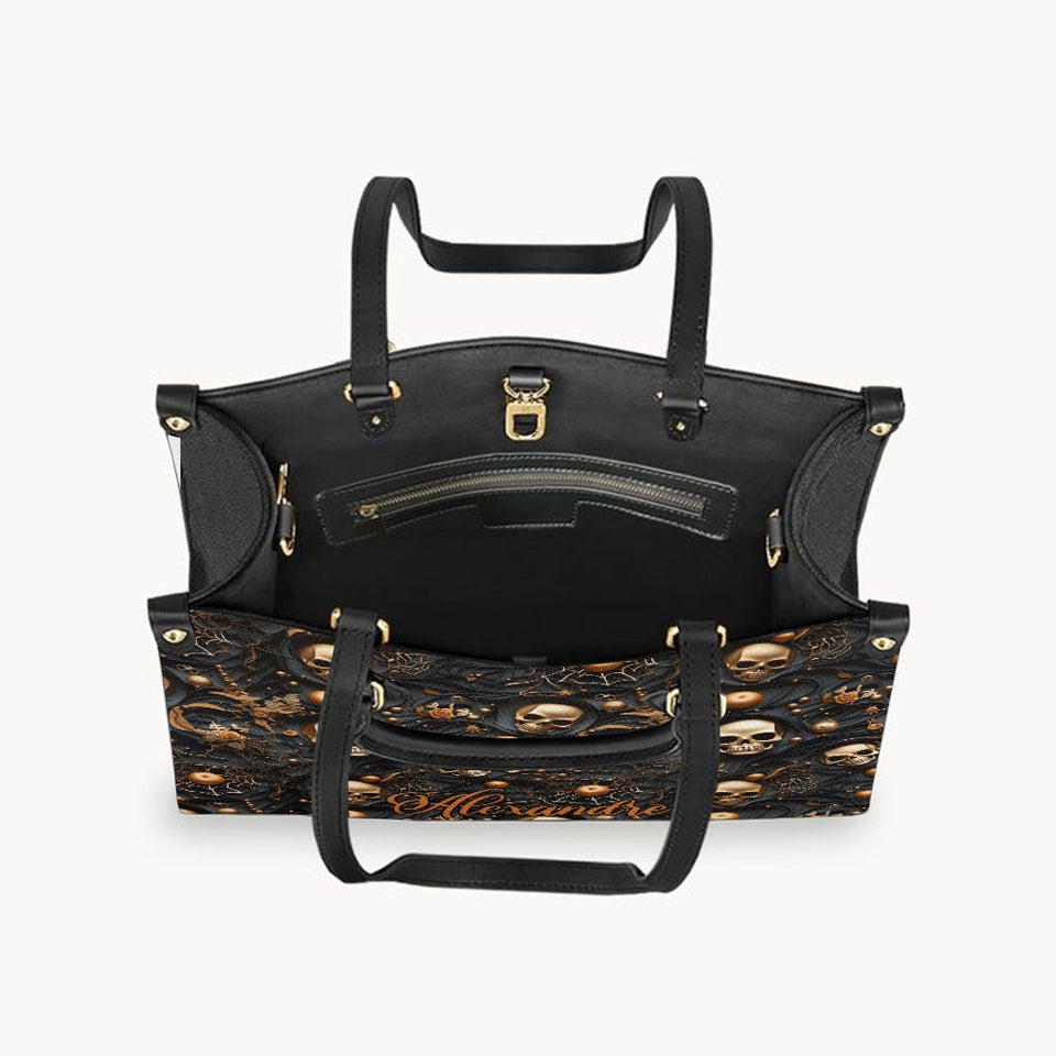 Gold Skull - Personalized Skull Leather Handbag