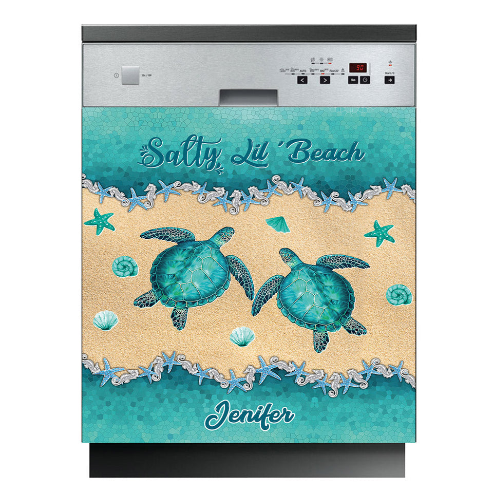 Salty Lil' Beach - Personalized Turtle Dishwasher Cover