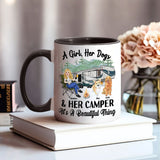 A Girl Her Dog And Her Camper - Camping gift for dog lover - Personalized Accent Mug