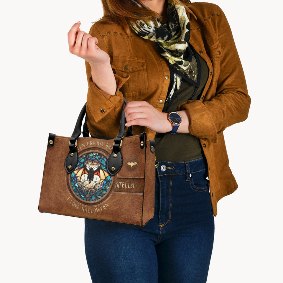 It's Frickin' Bat I Love Halloween - Personalized Witch Leather Handbag