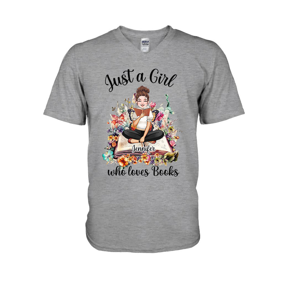 Just A Girl Who Loves Books - Personalized Book T-shirt and Hoodie