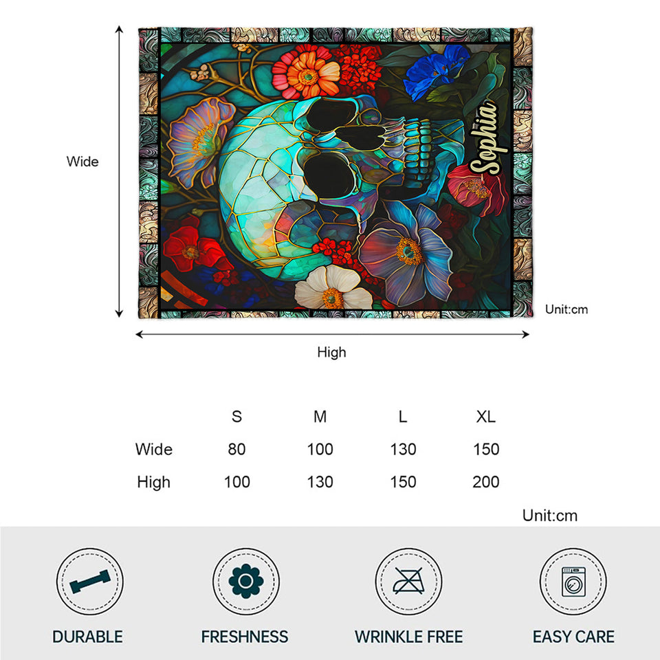 Floral Skull - Personalized Skull Blanket