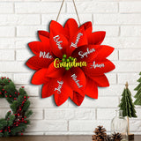 Grandma / Mama / Family Christmas Poinsettia - Gift for grandma - Personalized Custom Shaped Wood Sign