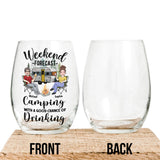 Weekend Forecast - Personalized Camping All Over Wine Glass