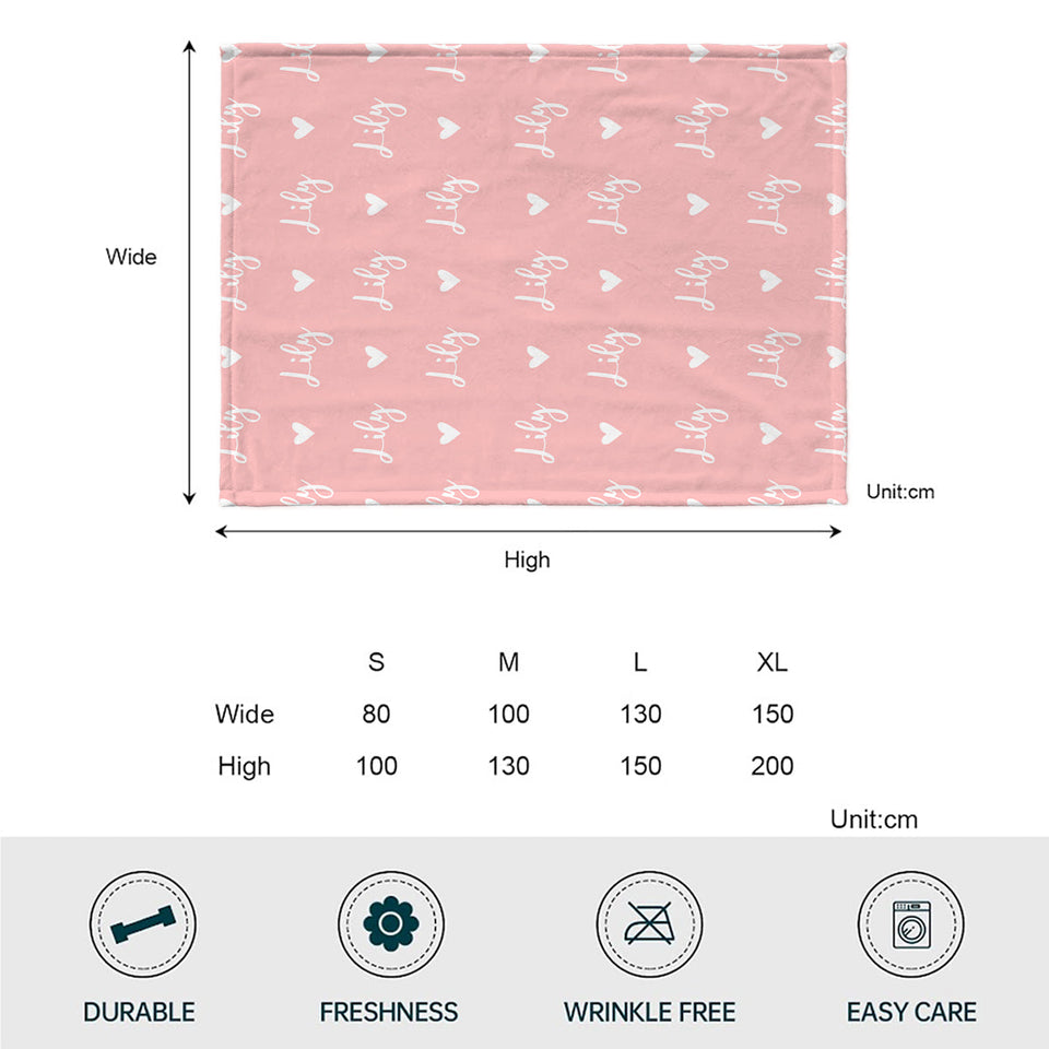 Custom Name Heart Pattern - Personalized Sibling Blanket