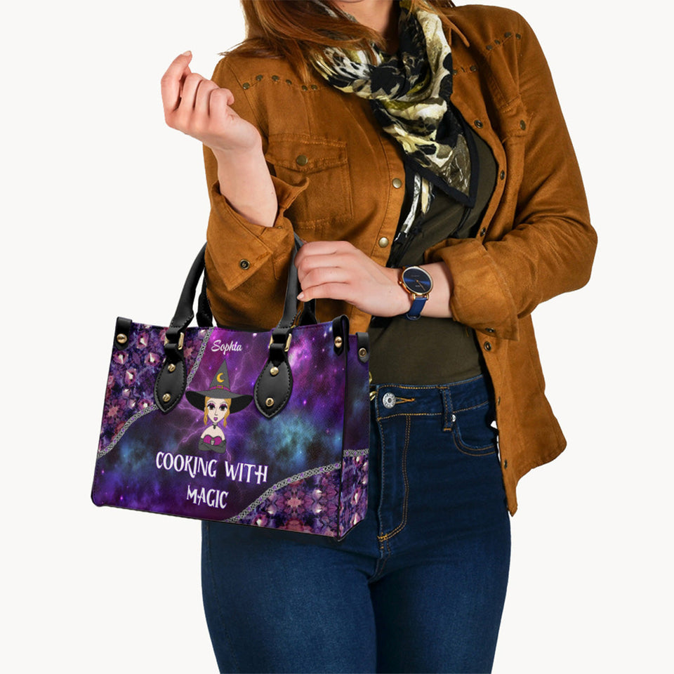 Cooking With Magic - Personalized Witch Leather Handbag