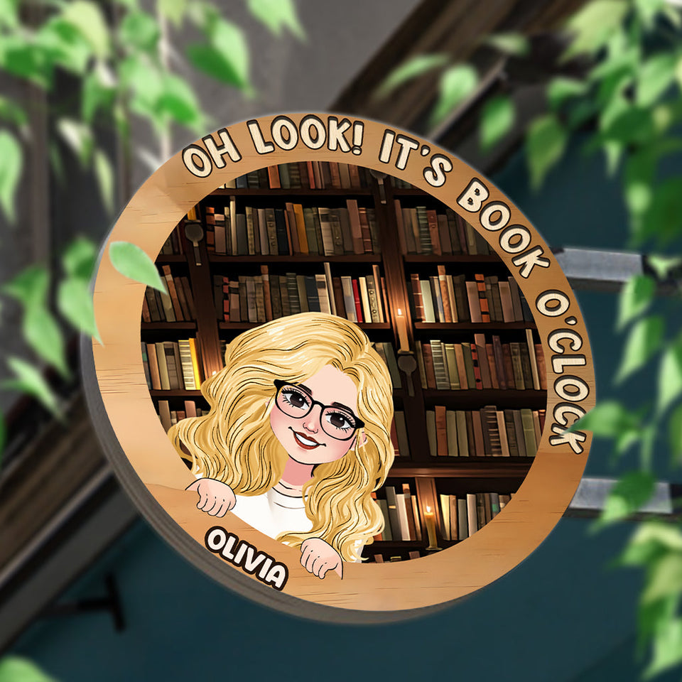 It's Book O'clock - Personalized Book Round Metal Sign