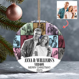 Merry Christmas Version - Personalized Couple Ceramic Circle Ornament