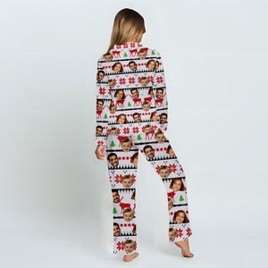 Custom Photo Pajamas Christmas - Family gift for anyone, dog lover, cat lover - Personalized Button Down Pajamas
