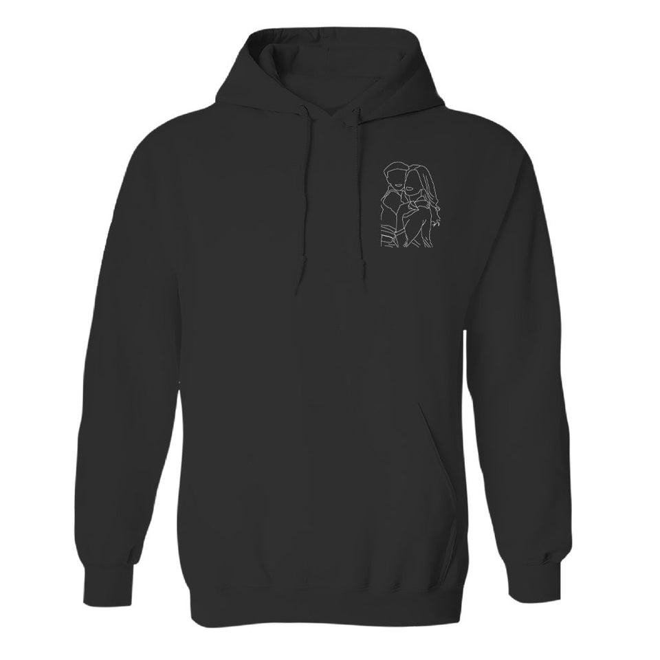 Custom Line Art - Personalized Step Mom Embroidered Hoodie