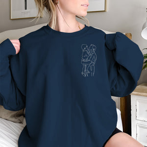 Custom Line Art - Personalized Grandpa Embroidered Sweater
