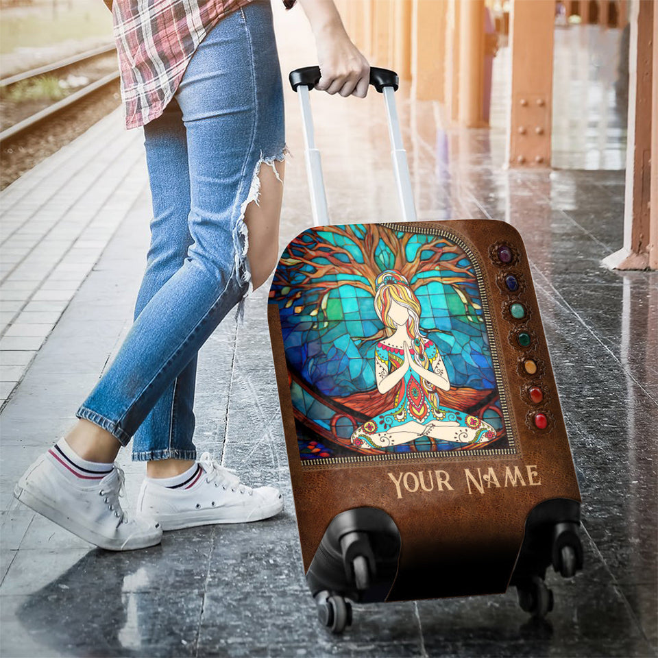 Namaste Green - Personalized Yoga Luggage Cover
