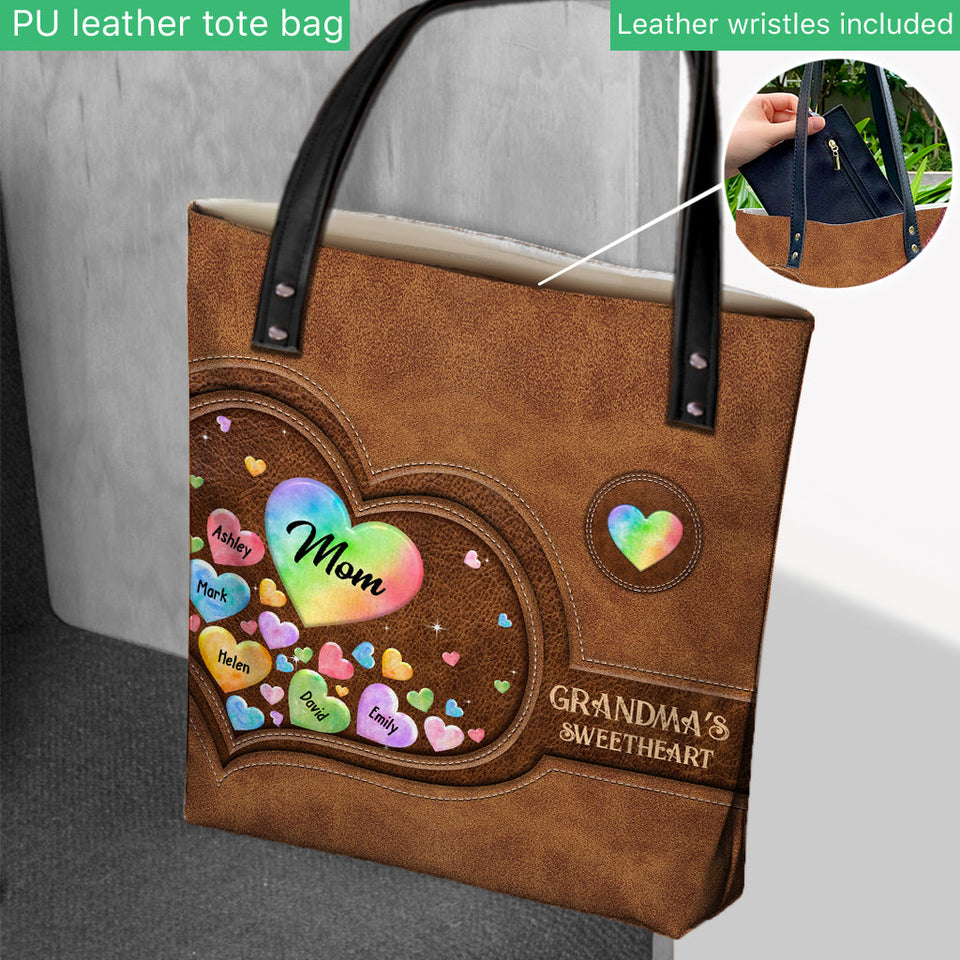 Colorful Heart Of Grandma Mother - Gift for grandma, grandma, mom - Personalized Tote Bag