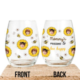 Nana's Reasons - Gift for grandma, mom, grandpa, dad - Personalized All Over Wine Glass