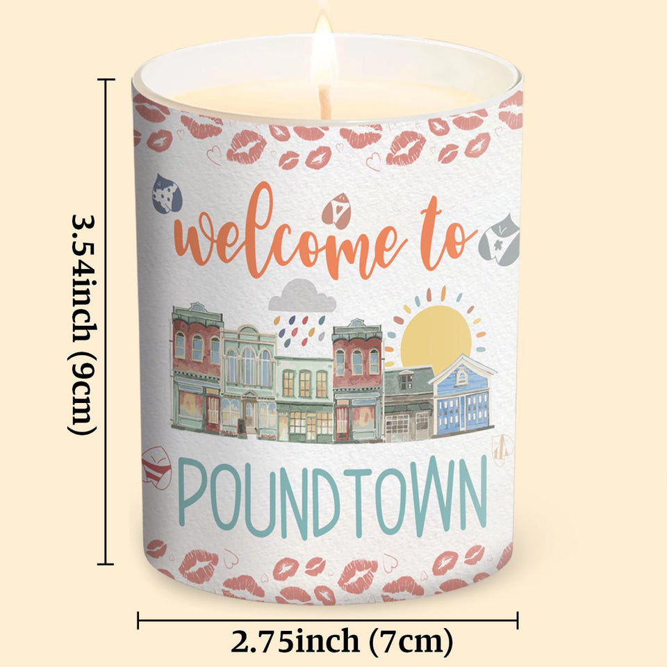 Welcome To The Poundtown Inappropriate Adult - Personalized Couple Candle With Wooden Lid