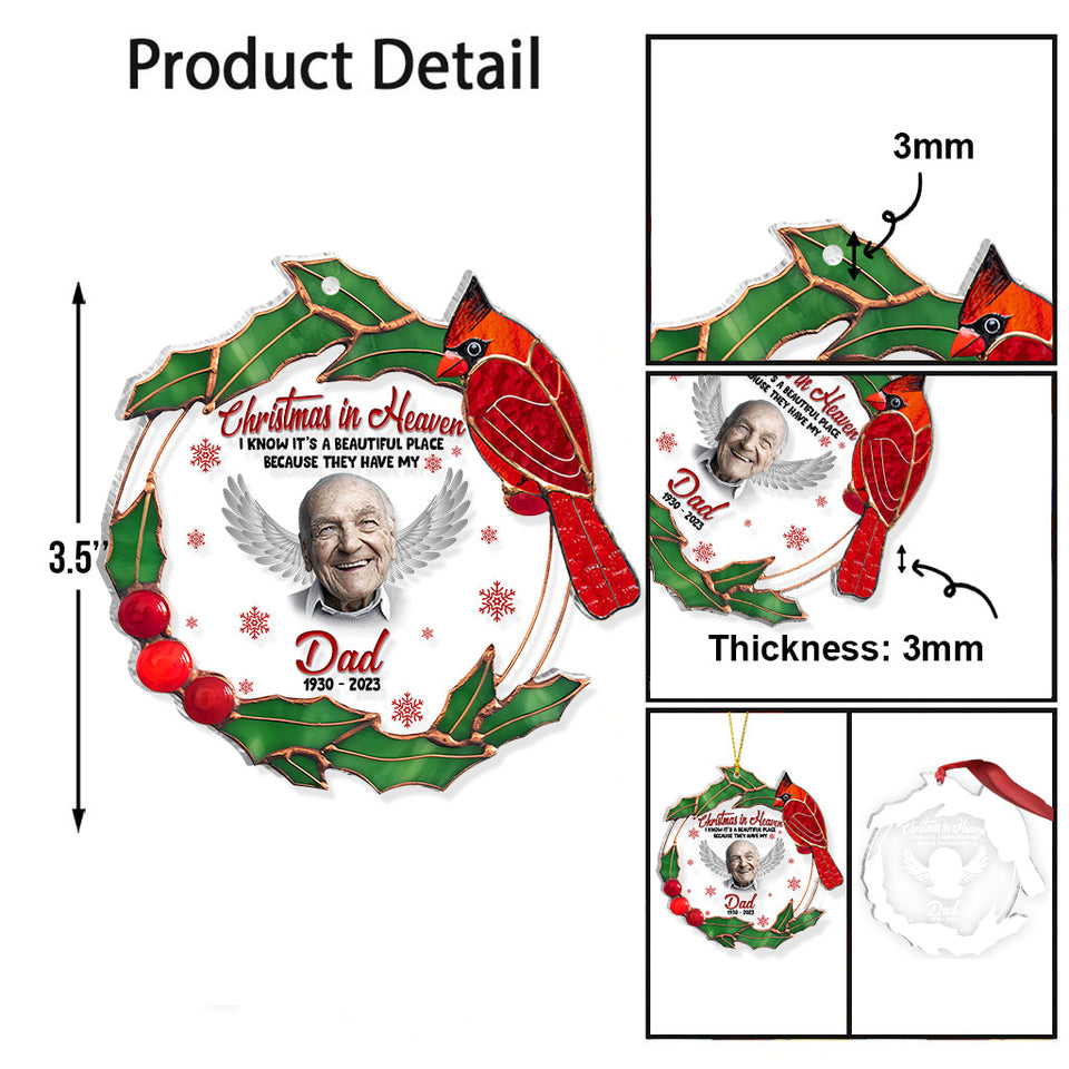 Noël au paradis - Cadeau commémoratif en cas de décès - Ornement transparent personnalisé
