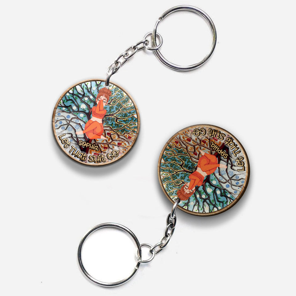 Let That Shit Go - Personalized Yoga Keychain