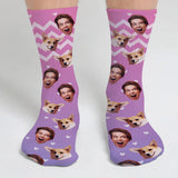 Custom Face Purple Pattern - Personalized Dog Socks