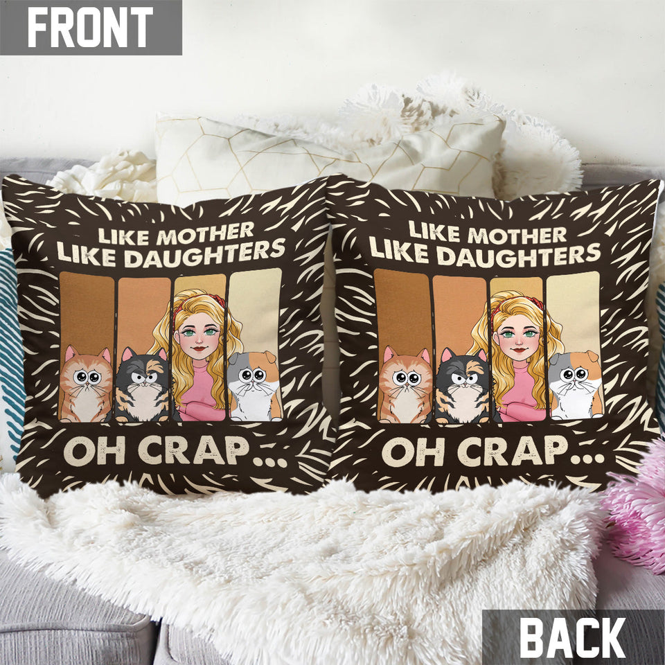 Like Mother Father Like Daughter Son Cats Dogs Pet Lover - Personalized Cat Throw Pillow