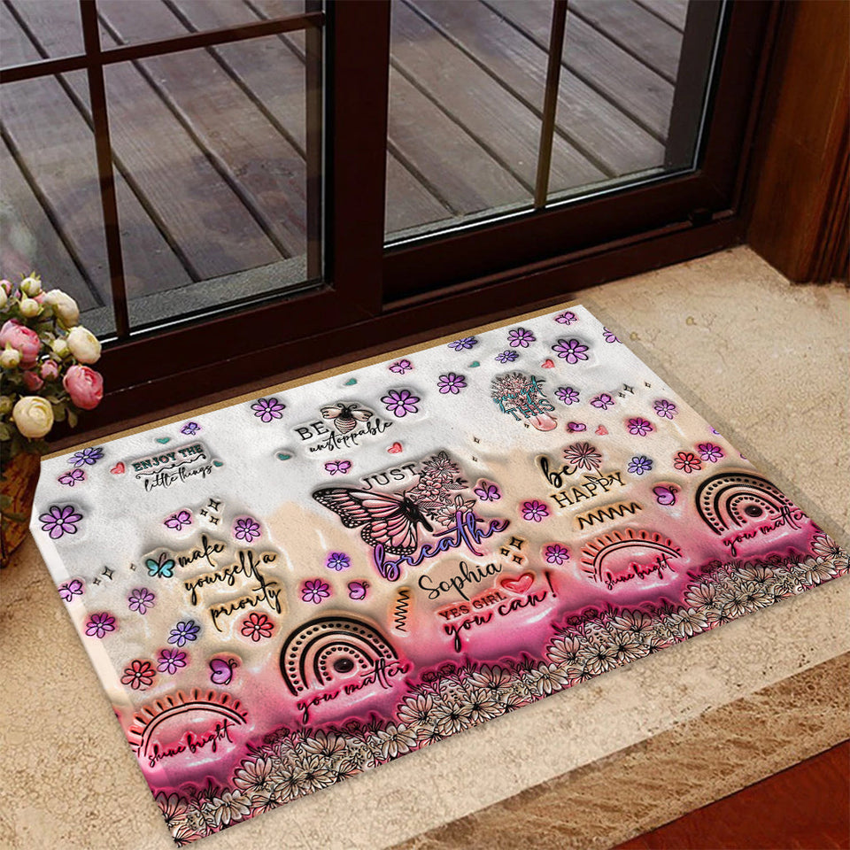 Positive Affirmations Butterfly - Personalized Butterfly Doormat