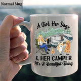 A Girl Her Dog And Her Camper - Camping gift for dog lover - Personalized Mug