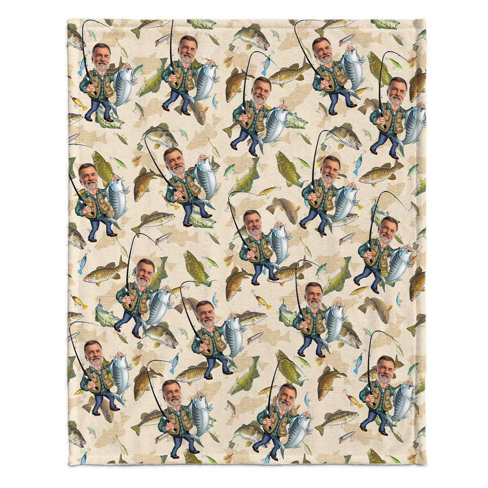Photo Inserted Funny Fishing - Personalized Fishing Blanket