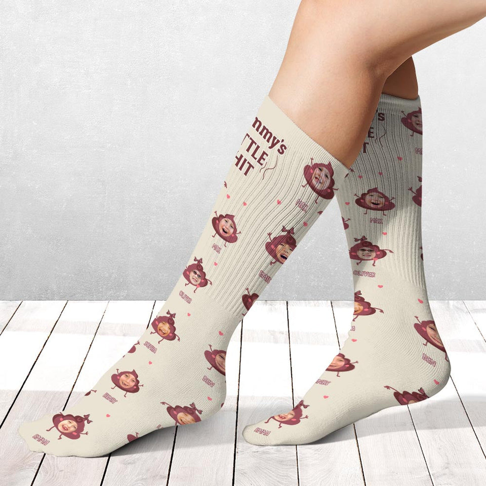 Daddy Little Shits - Gift for dad, grandma, grandpa, mom, uncle, aunt, brother, sister - Personalized Socks