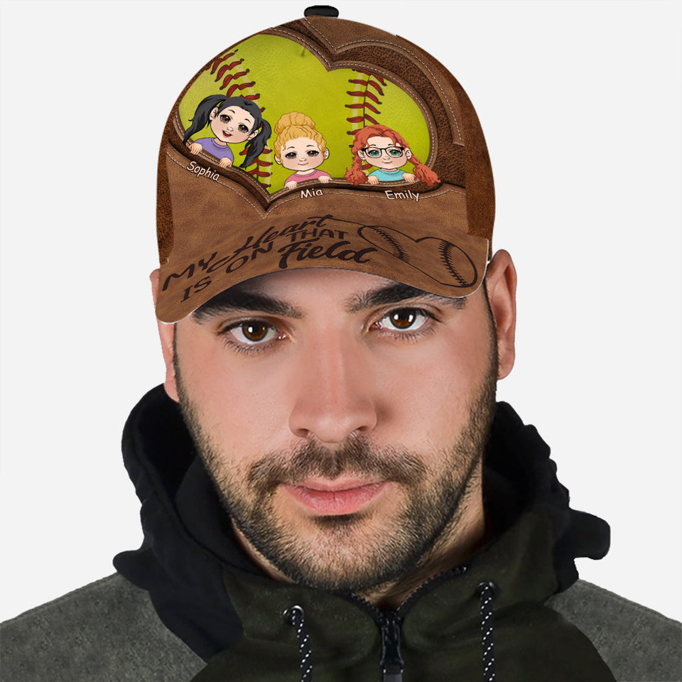 My Heart Is On That Field - Personalized Softball Classic Cap
