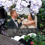 Our Story So Far - Personalized Husband And Wife Square Shaped Stone
