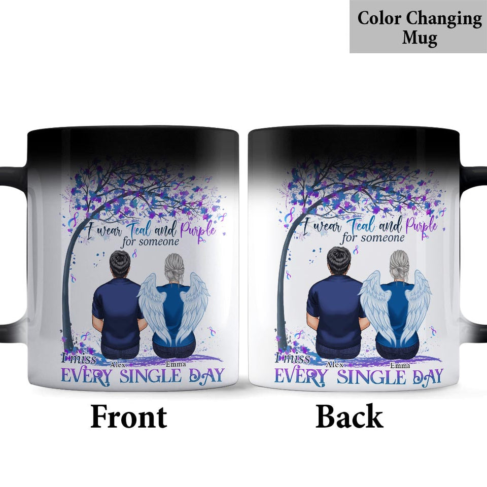 Je porte du turquoise et du violet - Mug personnalisé de prévention du suicide