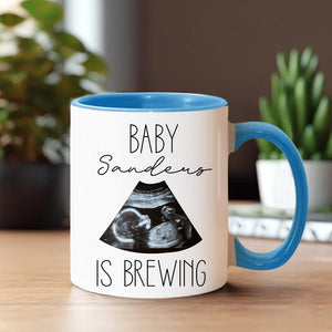 Baby Is Brewing Baby Ultrasound Photo - Pregnancy gift for wife - Personalized Accent Mug