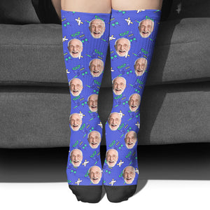 Custom Face Party Pattern - Personalized Grandpa Socks