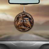 God Blessed The Broken Road - Personalized Owl Car Ornament