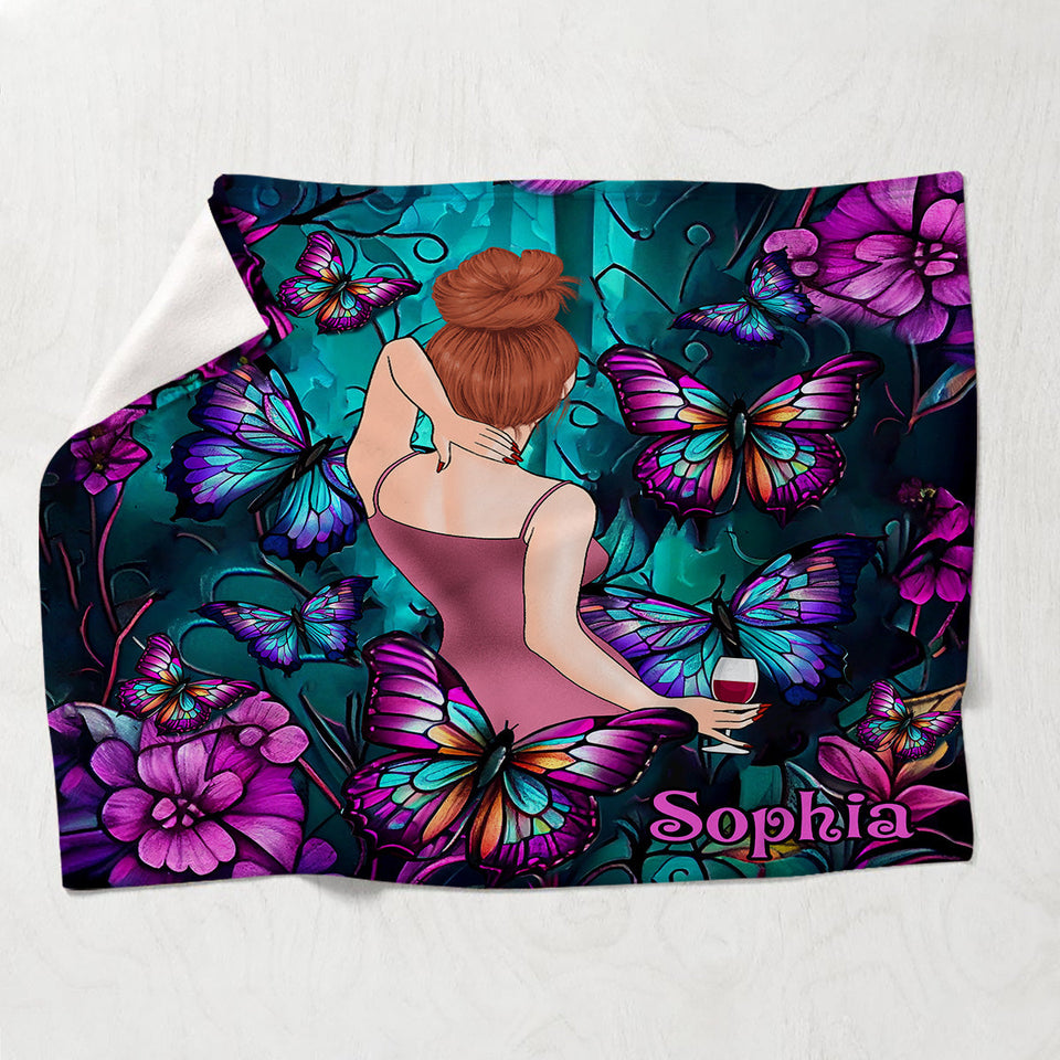 Just A Girl Who Loves Butterflies - Personalized Butterfly Blanket